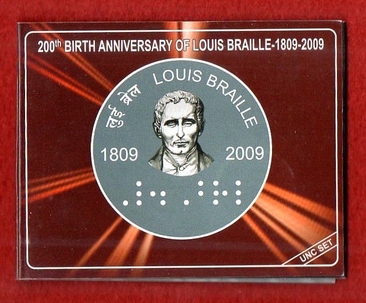 2009 - Louis Braille Hyderabad UNC 1 Coin Set (Rs 2)