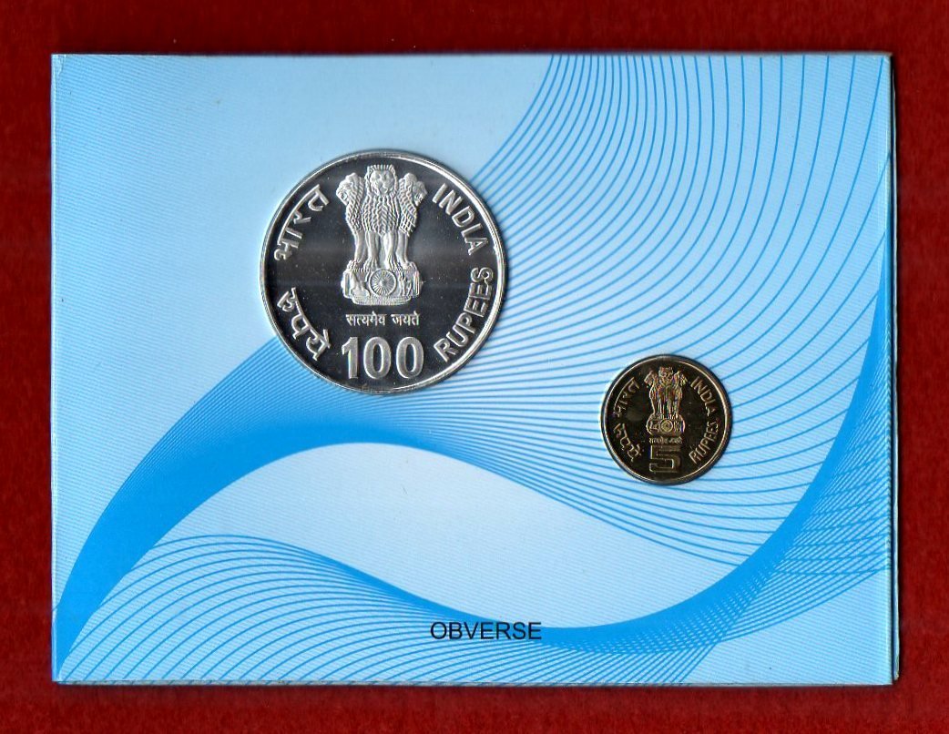 2010 – Mother Teresa Birth Centenary UNC 2 Coins Set (Rs.100, Rs.5) - Image 2
