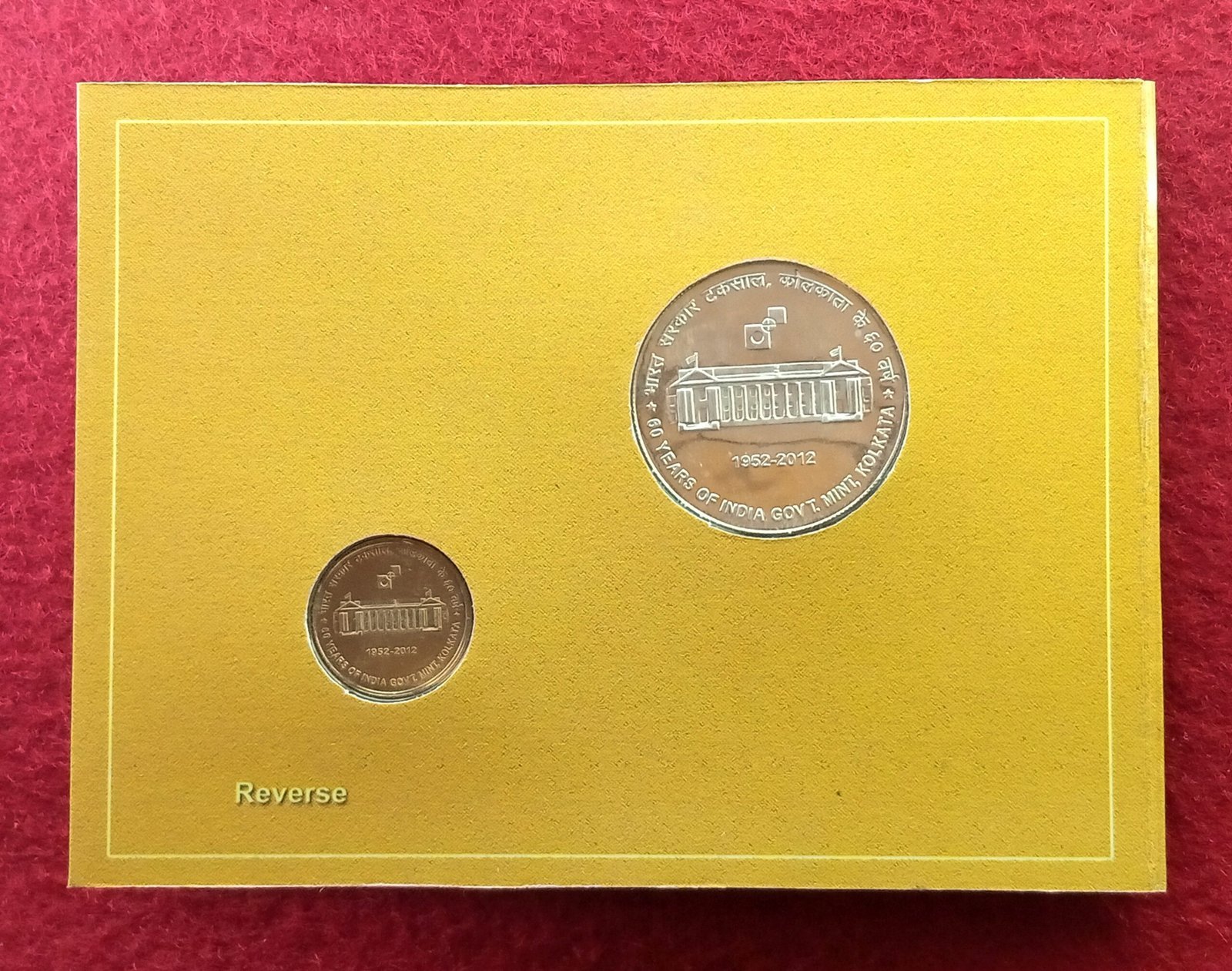2012 - 60 Years Of India Govt Mint Kolkata UNC 2 Coins Set (Rs.60, Rs.5) - Image 3